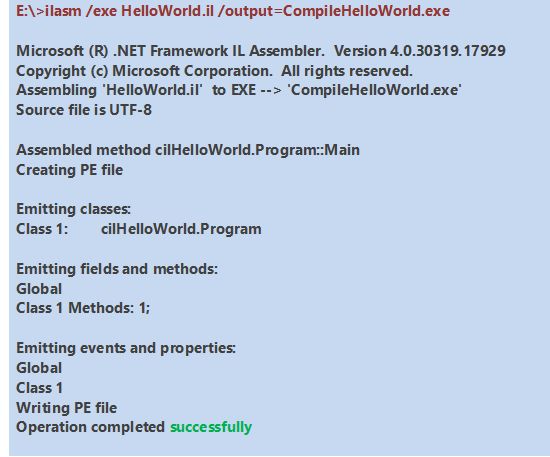 compilation process through ILASM EXE